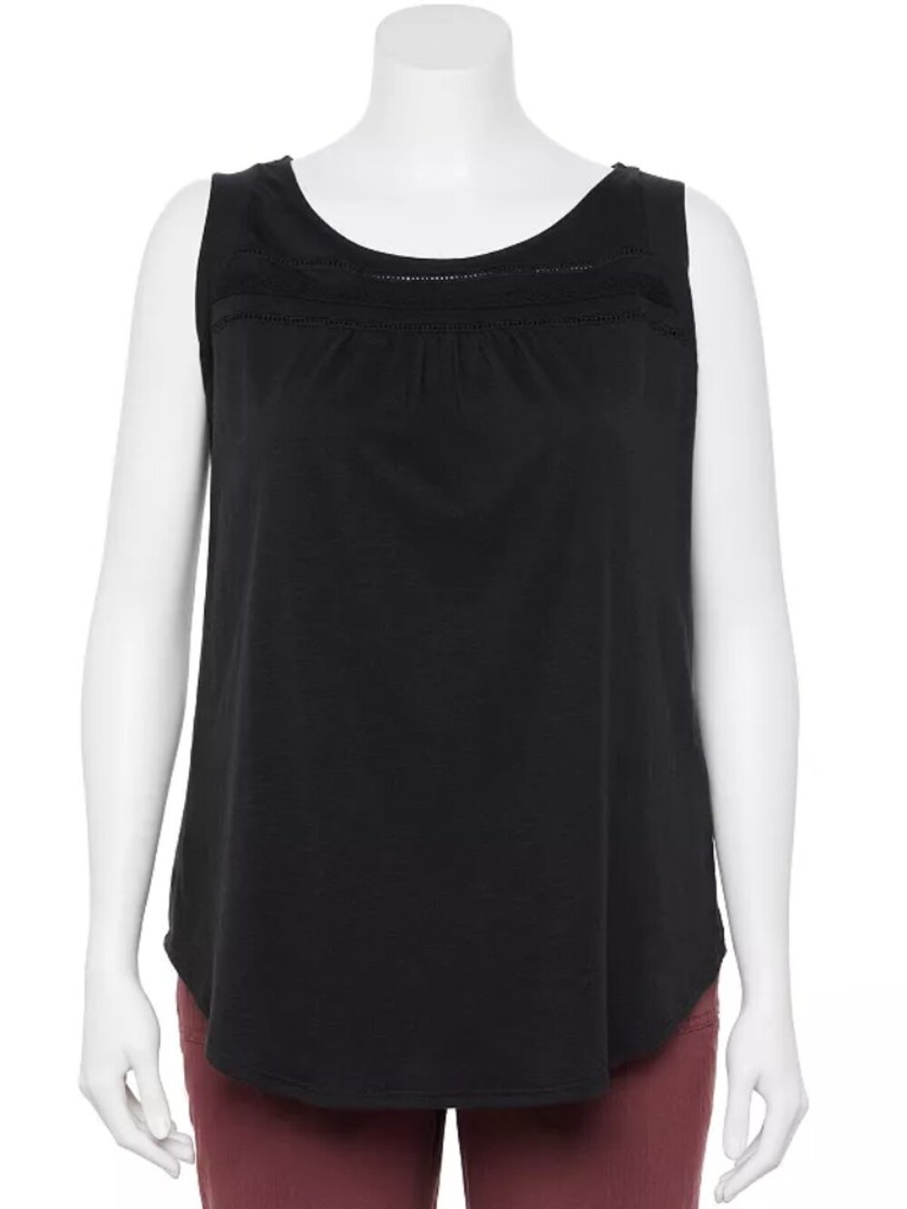 Women's Sonoma Goods For Life Plus Size Crochet Trim Tank Top - Black - 4X -NWOT